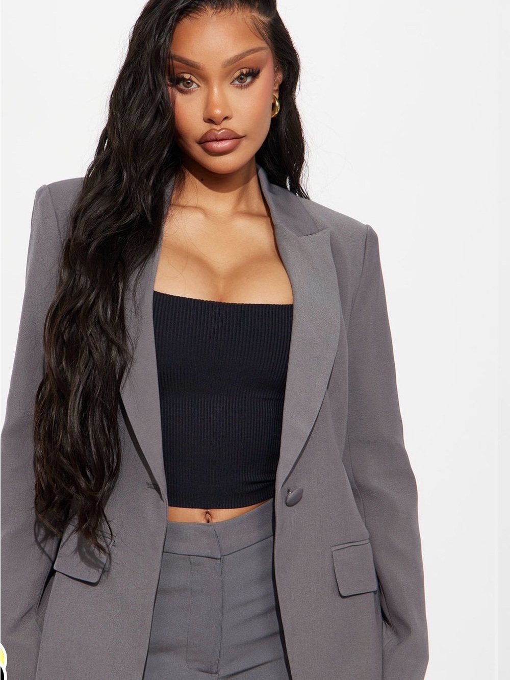 Fashion Nova Gray Blazer and Pant Suit Set